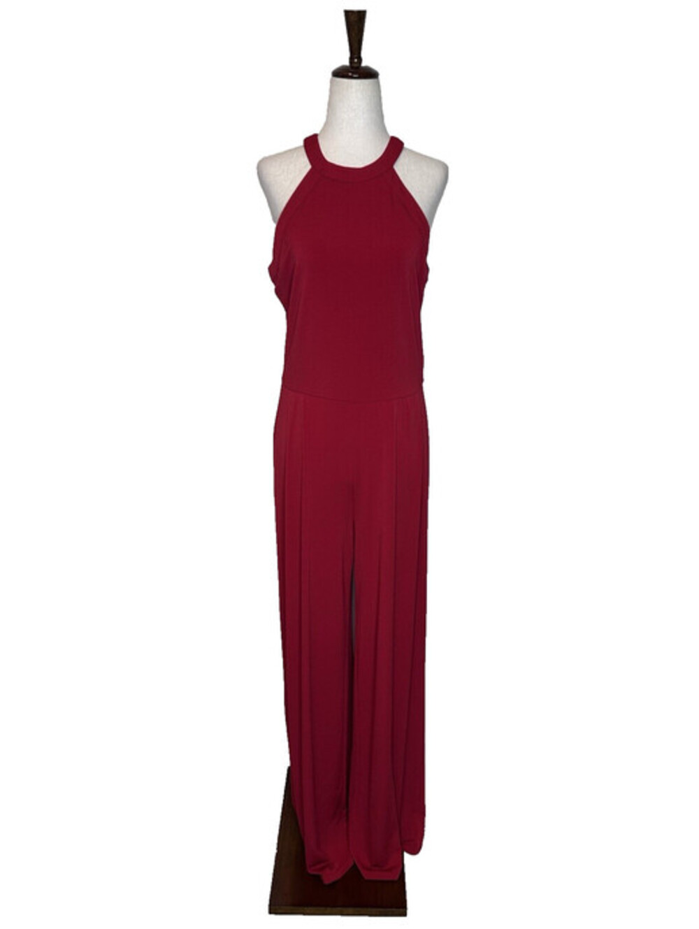 Lauren Ralph Lauren Red Wide Leg Flowy Halter Jumpsuit Womens M Stretch